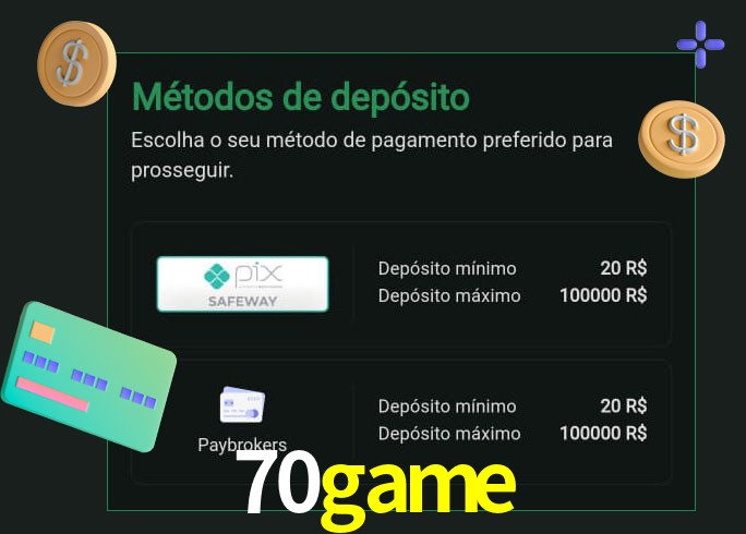 O cassino 70game oferece uma grande variedade de métodos de pagamento